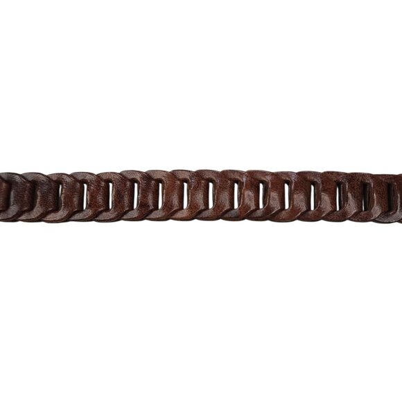 Genuine Bonded Leather Brown Braided Belt With Silver Buckle 42" Long -3/4" Wide - Picture 5 of 10
